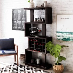 Ena 68 in. Cappuccino 24-Bottle Wine Rack with Hanging Stemware Rack by Furniture of America -Furniture of America Sales Store cappuccino furniture of america wine racks idi 14989 31 1000