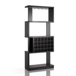 Ena 68 in. Cappuccino 24-Bottle Wine Rack with Hanging Stemware Rack by Furniture of America -Furniture of America Sales Store cappuccino furniture of america wine racks idi 14989 77 1000