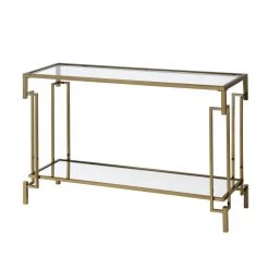 Elrod 43.25 in. Champagne Rectangle Glass Console Table by Furniture of America