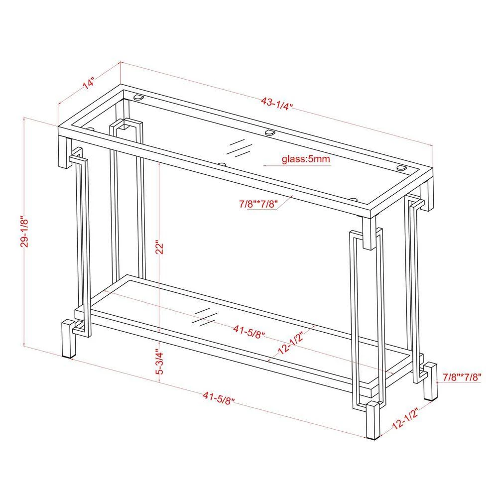 Elrod 43.25 in. Champagne Rectangle Glass Console Table by Furniture of America 6 Elrod 43.25 in. Champagne Rectangle Glass Console Table by Furniture of America - Image 6