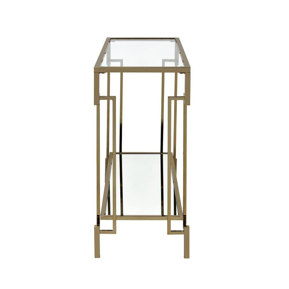 Elrod 43.25 in. Champagne Rectangle Glass Console Table by Furniture of America 3 Elrod 43.25 in. Champagne Rectangle Glass Console Table by Furniture of America - Image 3