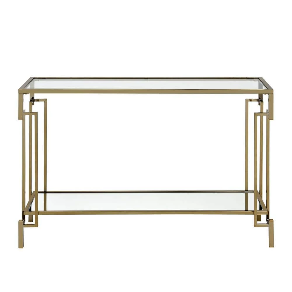 Elrod 43.25 in. Champagne Rectangle Glass Console Table by Furniture of America 2 Elrod 43.25 in. Champagne Rectangle Glass Console Table by Furniture of America - Image 2