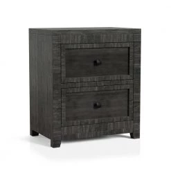 Courier 2-Drawer Charcoal Nightstand 28 in. H x 24 in. W x 16 in. D by Furniture of America