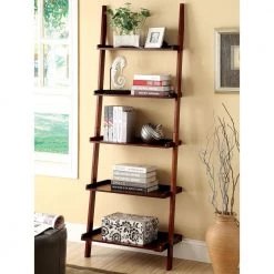 Zoeah 74.75 in. Cherry Wood 5-Shelf Ladder Bookcase by Furniture of America 11 Zoeah 74.75 in. Cherry Wood 5-Shelf Ladder Bookcase by Furniture of America -Furniture of America Sales Store cherry furniture of america bookcases bookshelves idf ac6213ch 31 1000
