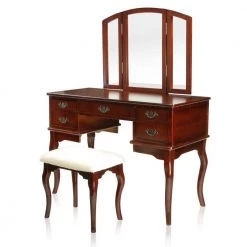 Talia 2-Piece Cherry Antique Drawer Pull Vanity Set by Furniture of America