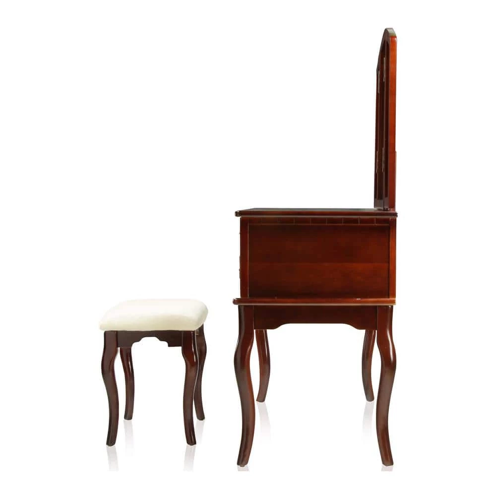 Talia 2-Piece Cherry Antique Drawer Pull Vanity Set by Furniture of America 2 Talia 2-Piece Cherry Antique Drawer Pull Vanity Set by Furniture of America - Image 2