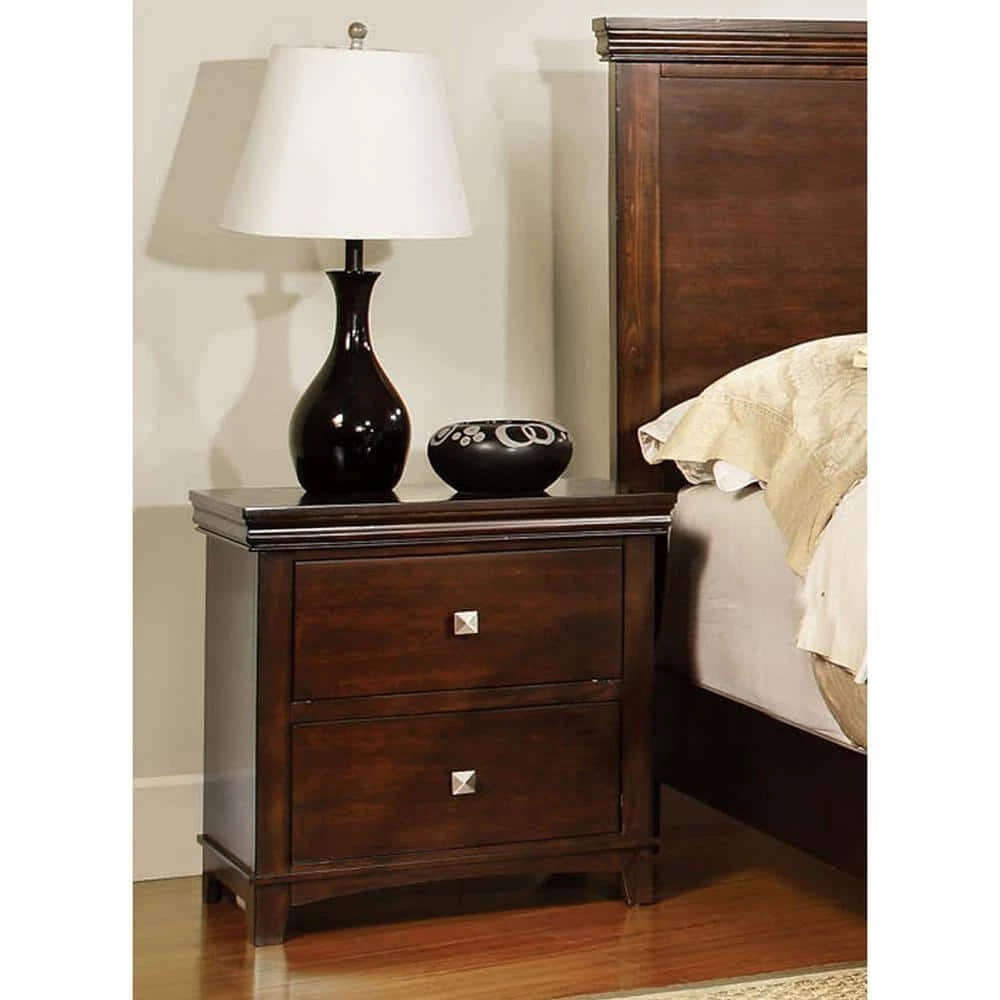 Chandler 2-Drawer Cherry Nightstand by Furniture of America 5 Chandler 2-Drawer Cherry Nightstand by Furniture of America - Image 5