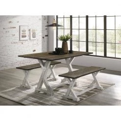 Beardsley Chestnut and Antique White Dining Bench (18.13 in. H x 47.25 in. W x 13.63 in. D) by Furniture of America 9 Beardsley Chestnut and Antique White Dining Bench (18.13 in. H x 47.25 in. W x 13.63 in. D) by Furniture of America -Furniture of America Sales Store chestnut and antique white furniture of america dining benches idf 3167cn bn 4f 1000