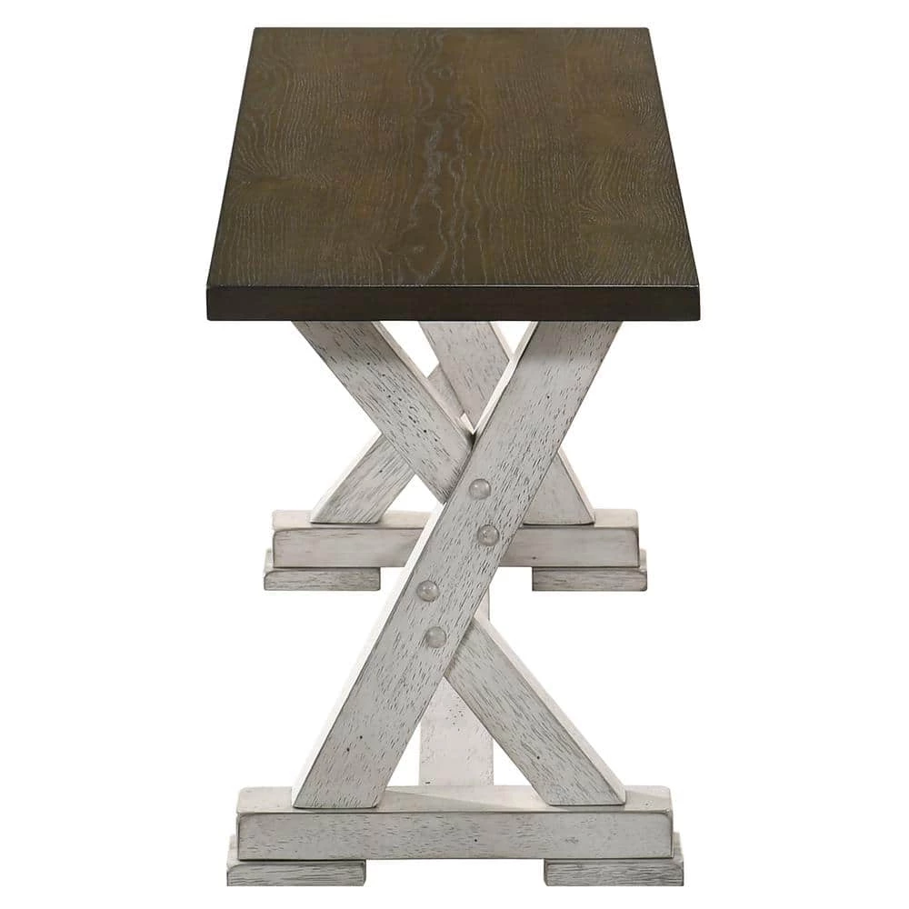 Beardsley Chestnut and Antique White Dining Bench (18.13 in. H x 47.25 in. W x 13.63 in. D) by Furniture of America 2 Beardsley Chestnut and Antique White Dining Bench (18.13 in. H x 47.25 in. W x 13.63 in. D) by Furniture of America - Image 2