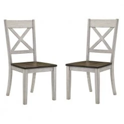 Beardsley Chestnut and Antique White Wood Dining Chair (Set of 2) by Furniture of America