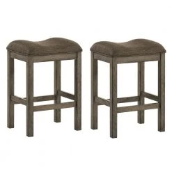 Milroy 26 in. Chestnut and Brown Wood Counter Height Stools (Set of 2) by Furniture of America