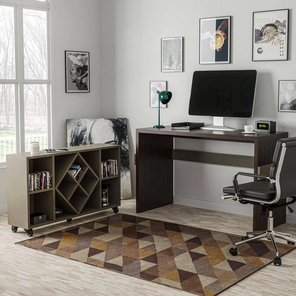 Effie 47 in. Rectangle Chestnut Brown Wood Computer Desk with Caster Wheels by Furniture of America 6 Effie 47 in. Rectangle Chestnut Brown Wood Computer Desk with Caster Wheels by Furniture of America - Image 6