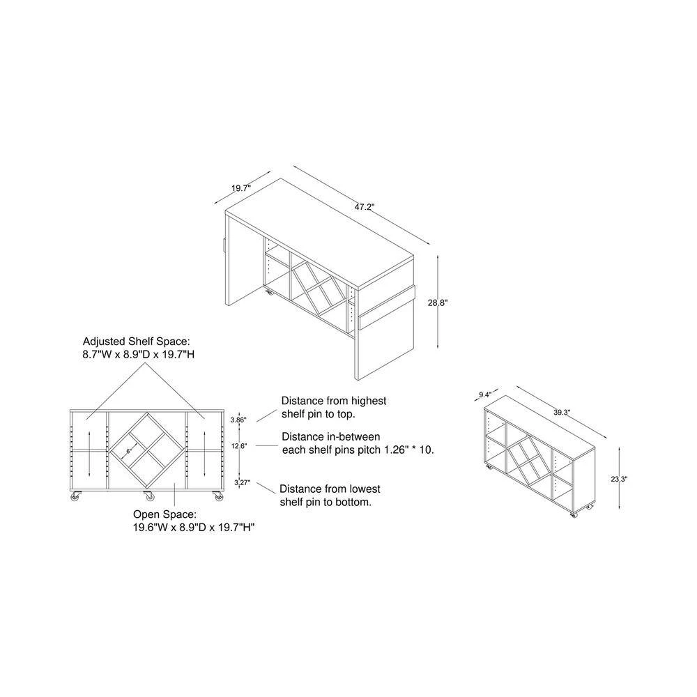 Effie 47 in. Rectangle Chestnut Brown Wood Computer Desk with Caster Wheels by Furniture of America 5 Effie 47 in. Rectangle Chestnut Brown Wood Computer Desk with Caster Wheels by Furniture of America - Image 5
