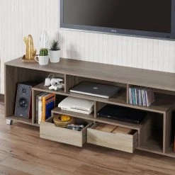 BEAU 71 in. Chestnut Brown MDF TV Stand with 2-Drawer Fits TVs Up to 80 in. with Cable Management by Furniture of America -Furniture of America Sales Store chestnut brown furniture of america tv stands ynj 18801c13 76 1000
