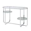 Thaler 42 in. Chrome and Clear Oval Glass Console Table with 2 Shelves by Furniture of America