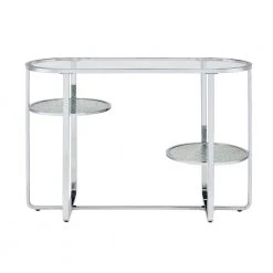 Thaler 42 in. Chrome and Clear Oval Glass Console Table with 2 Shelves by Furniture of America 9 Thaler 42 in. Chrome and Clear Oval Glass Console Table with 2 Shelves by Furniture of America -Furniture of America Sales Store chrome and clear furniture of america console tables idf 4280crm s c3 1000