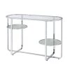 Thaler 42 in. Chrome and Clear Oval Glass Console Table with 2 Shelves by Furniture of America