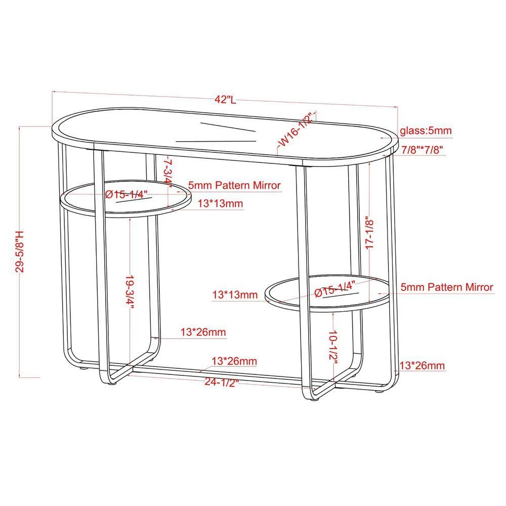 Thaler 42 in. Chrome and Clear Oval Glass Console Table with 2 Shelves by Furniture of America 6 Thaler 42 in. Chrome and Clear Oval Glass Console Table with 2 Shelves by Furniture of America - Image 6