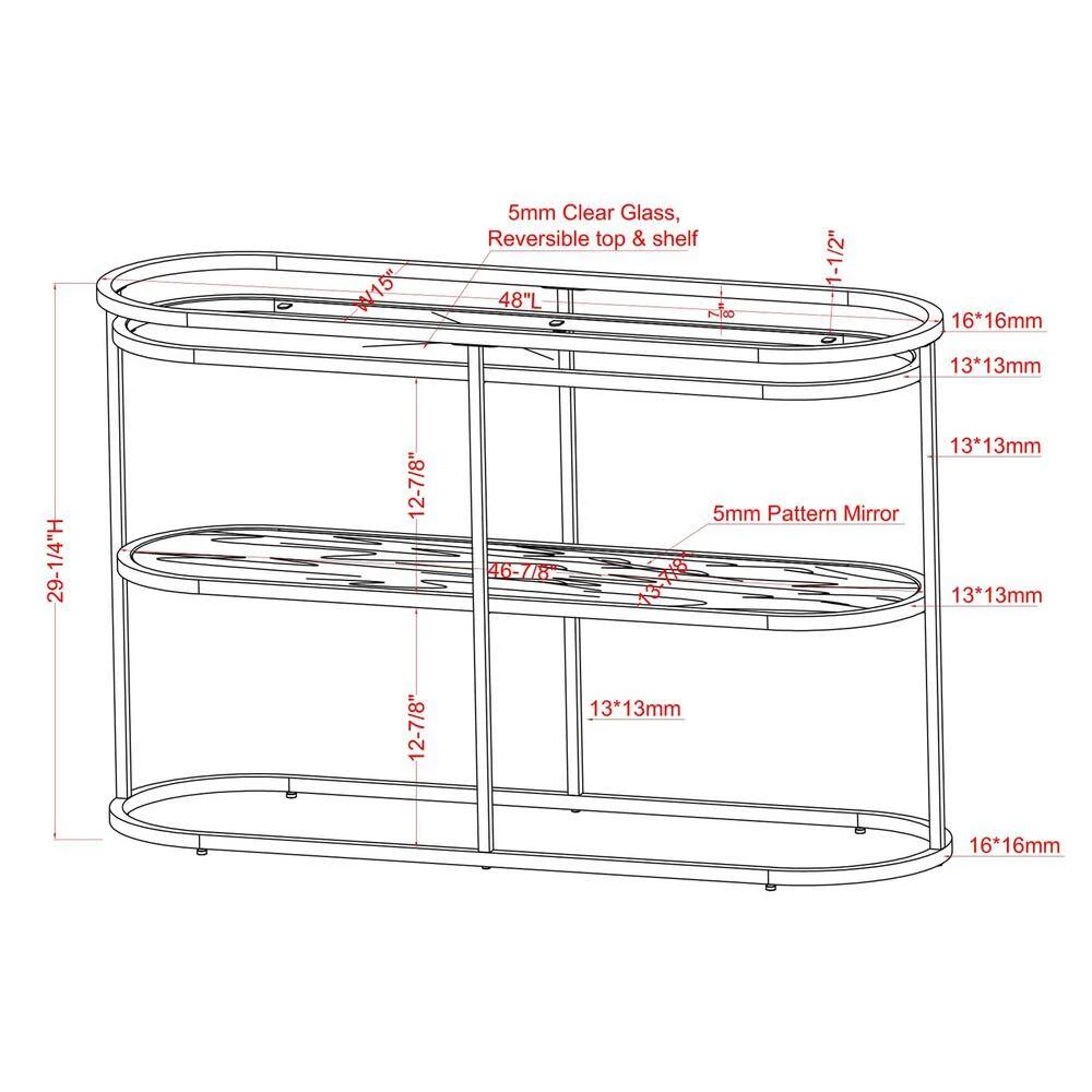 Castano 48 in. Chrome and Clear Oval Glass Console Table with Shelf by Furniture of America 6 Castano 48 in. Chrome and Clear Oval Glass Console Table with Shelf by Furniture of America - Image 6