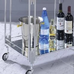 Kapelle Chrome Serving Cart with Caster Wheels by Furniture of America 8 Kapelle Chrome Serving Cart with Caster Wheels by Furniture of America -Furniture of America Sales Store chrome finish furniture of america bar carts idf ac537 1d 1000