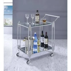 Kapelle Chrome Serving Cart with Caster Wheels by Furniture of America 11 Kapelle Chrome Serving Cart with Caster Wheels by Furniture of America -Furniture of America Sales Store chrome finish furniture of america bar carts idf ac537 31 1000