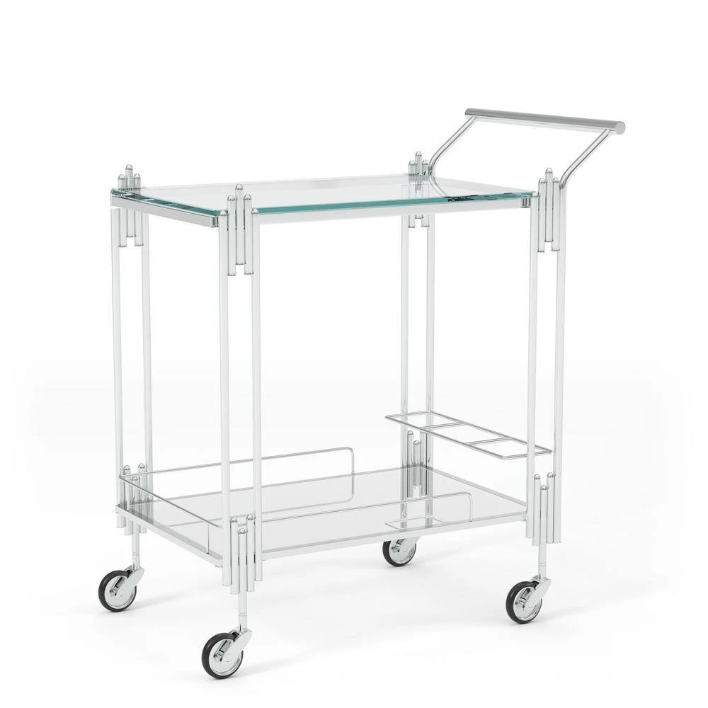 Kapelle Chrome Serving Cart with Caster Wheels by Furniture of America 5 Kapelle Chrome Serving Cart with Caster Wheels by Furniture of America - Image 5