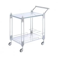 Kapelle Chrome Serving Cart with Caster Wheels by Furniture of America