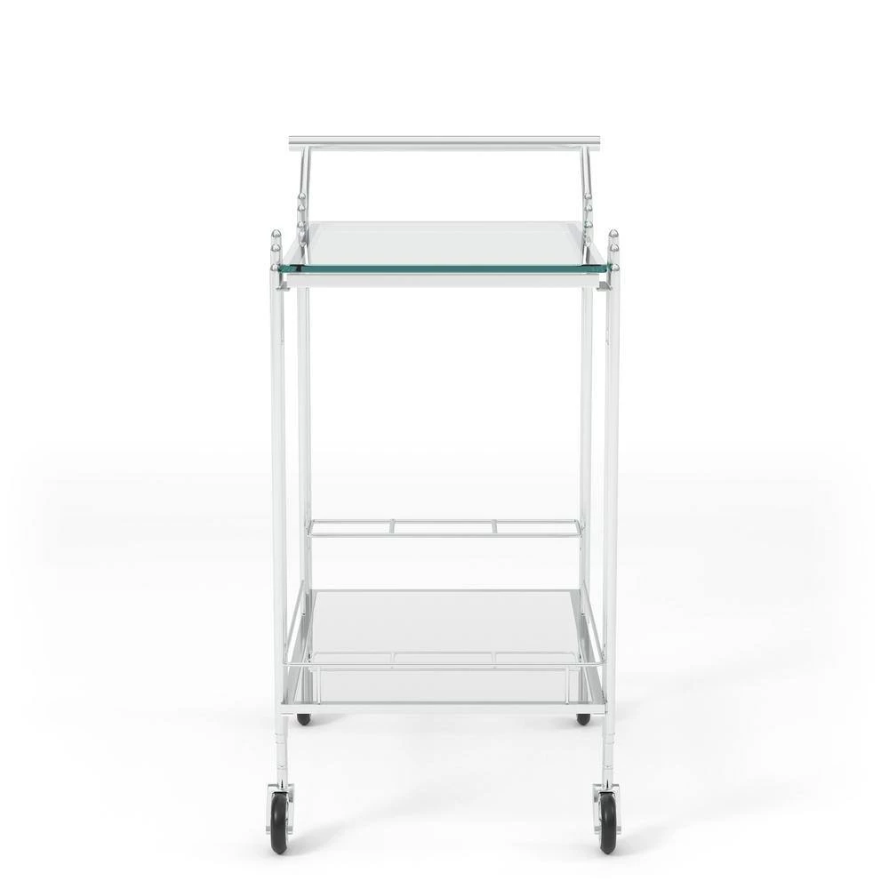Kapelle Chrome Serving Cart with Caster Wheels by Furniture of America 2 Kapelle Chrome Serving Cart with Caster Wheels by Furniture of America - Image 2