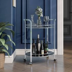 Stan Chrome Serving Cart With Mirrored Shelves by Furniture of America 7 Stan Chrome Serving Cart With Mirrored Shelves by Furniture of America -Furniture of America Sales Store chrome furniture of america bar carts idf ac228 4f 1000