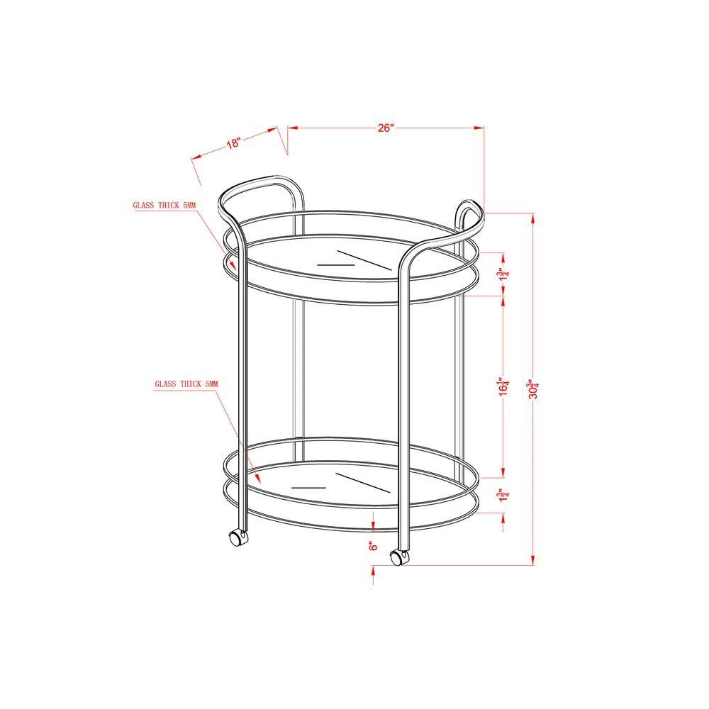 Stan Chrome Serving Cart With Mirrored Shelves by Furniture of America 2 Stan Chrome Serving Cart With Mirrored Shelves by Furniture of America - Image 2