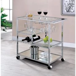 Daves Chrome Serving Cart with Stemware Rack by Furniture of America 7 Daves Chrome Serving Cart with Stemware Rack by Furniture of America -Furniture of America Sales Store chrome furniture of america bar carts idf ac242 31 1000