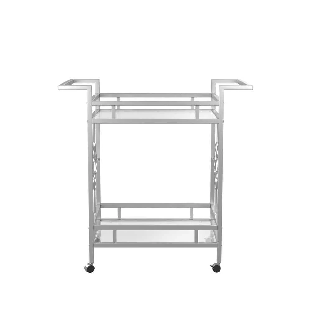 Poloso 2-Shelf Chrome Serving Cart by Furniture of America 1 Poloso 2-Shelf Chrome Serving Cart by Furniture of America