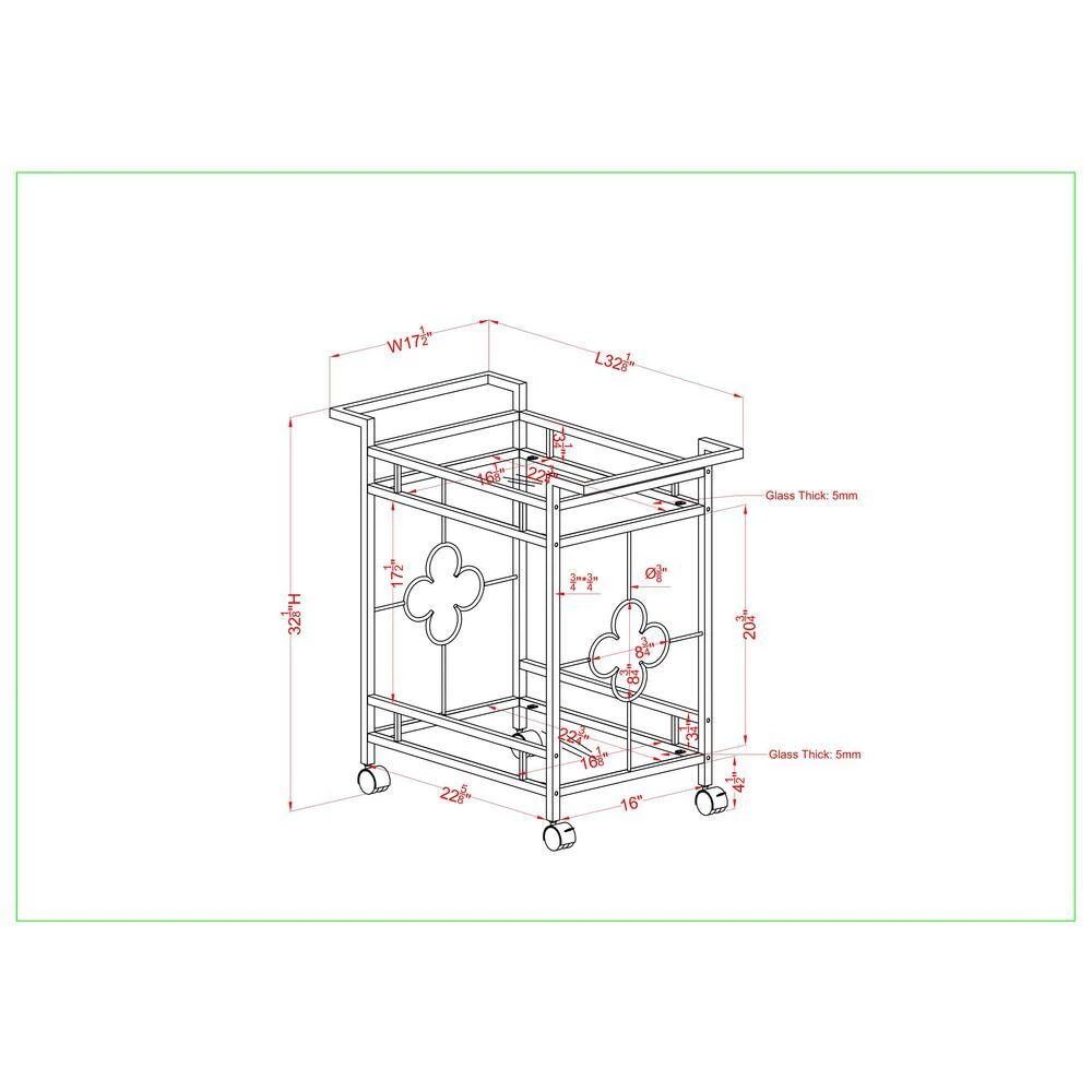 Poloso 2-Shelf Chrome Serving Cart by Furniture of America 4 Poloso 2-Shelf Chrome Serving Cart by Furniture of America - Image 4