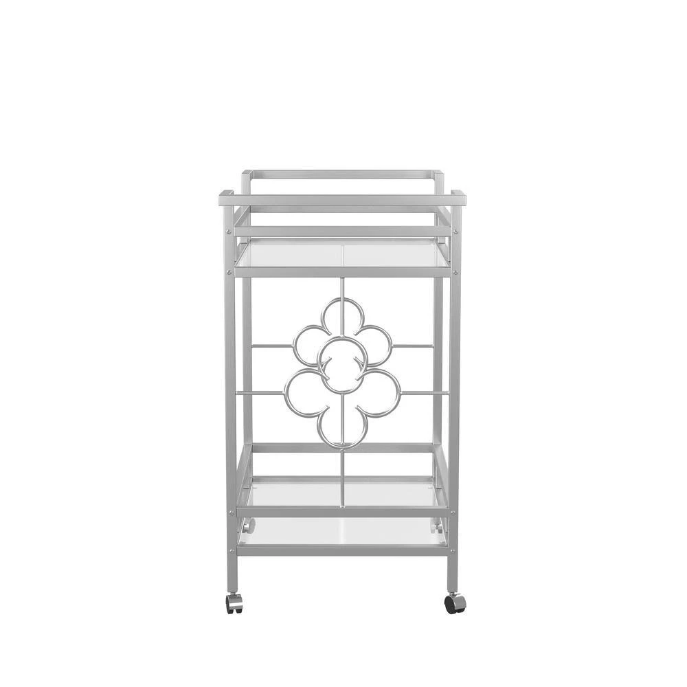 Poloso 2-Shelf Chrome Serving Cart by Furniture of America 2 Poloso 2-Shelf Chrome Serving Cart by Furniture of America - Image 2