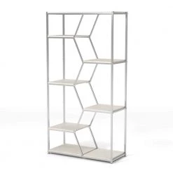 72 in. Chrome Metal 7-shelf Etagere Bookcase with Open Back by Furniture of America -Furniture of America Sales Store chrome furniture of america bookcases bookshelves idf ac595crm 1f 1000