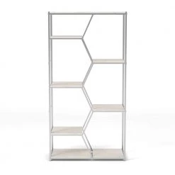 72 in. Chrome Metal 7-shelf Etagere Bookcase with Open Back by Furniture of America -Furniture of America Sales Store chrome furniture of america bookcases bookshelves idf ac595crm 4f 1000