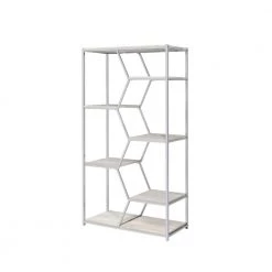 72 in. Chrome Metal 7-shelf Etagere Bookcase with Open Back by Furniture of America