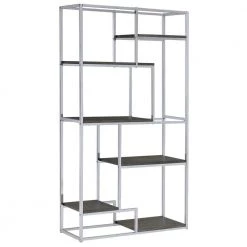 Bowynne 70.25 in. Chrome Steel 6-Shelf Standard Bookcase by Furniture of America
