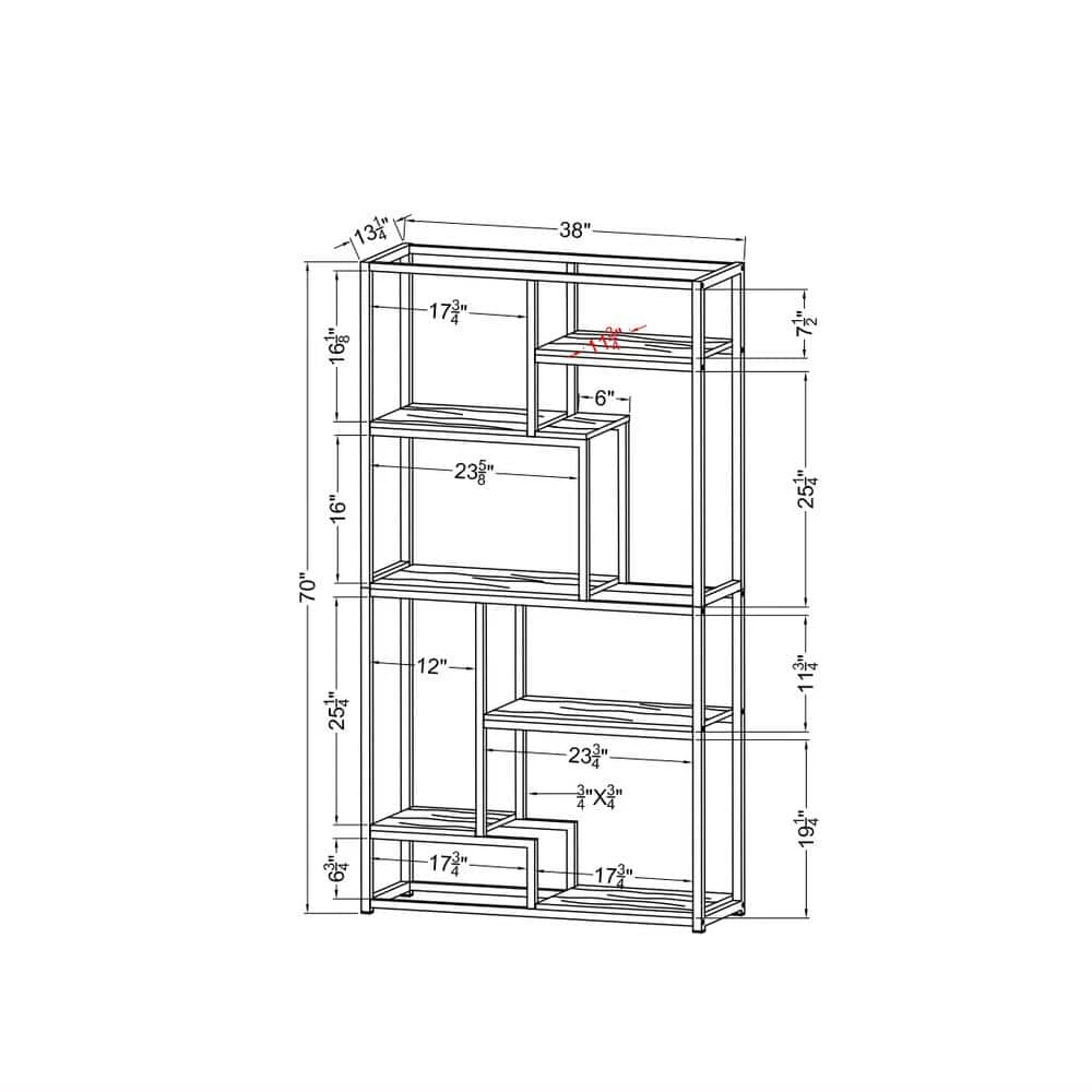 Bowynne 70.25 in. Chrome Steel 6-Shelf Standard Bookcase by Furniture of America 7 Bowynne 70.25 in. Chrome Steel 6-Shelf Standard Bookcase by Furniture of America - Image 7