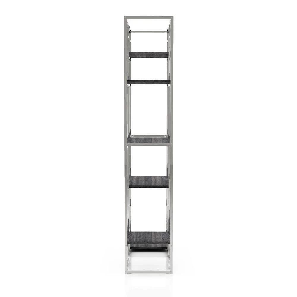 Bowynne 70.25 in. Chrome Steel 6-Shelf Standard Bookcase by Furniture of America 2 Bowynne 70.25 in. Chrome Steel 6-Shelf Standard Bookcase by Furniture of America - Image 2