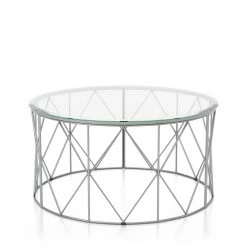Sunnet 35.38 in. Chrome Round Glass Top Coffee Table by Furniture of America