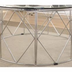 Sunnet 35.38 in. Chrome Round Glass Top Coffee Table by Furniture of America -Furniture of America Sales Store chrome furniture of america coffee tables idf 4342c fa 1000