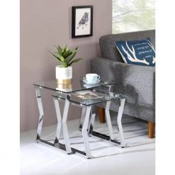 Hensley 18 in. Chrome Steel 2-Piece Nesting Tables by Furniture of America 9 Hensley 18 in. Chrome Steel 2-Piece Nesting Tables by Furniture of America -Furniture of America Sales Store chrome furniture of america coffee tables idf ac295 31 1000