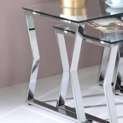 Hensley 18 in. Chrome Steel 2-Piece Nesting Tables by Furniture of America 8 Hensley 18 in. Chrome Steel 2-Piece Nesting Tables by Furniture of America -Furniture of America Sales Store chrome furniture of america coffee tables idf ac295 4f 1000