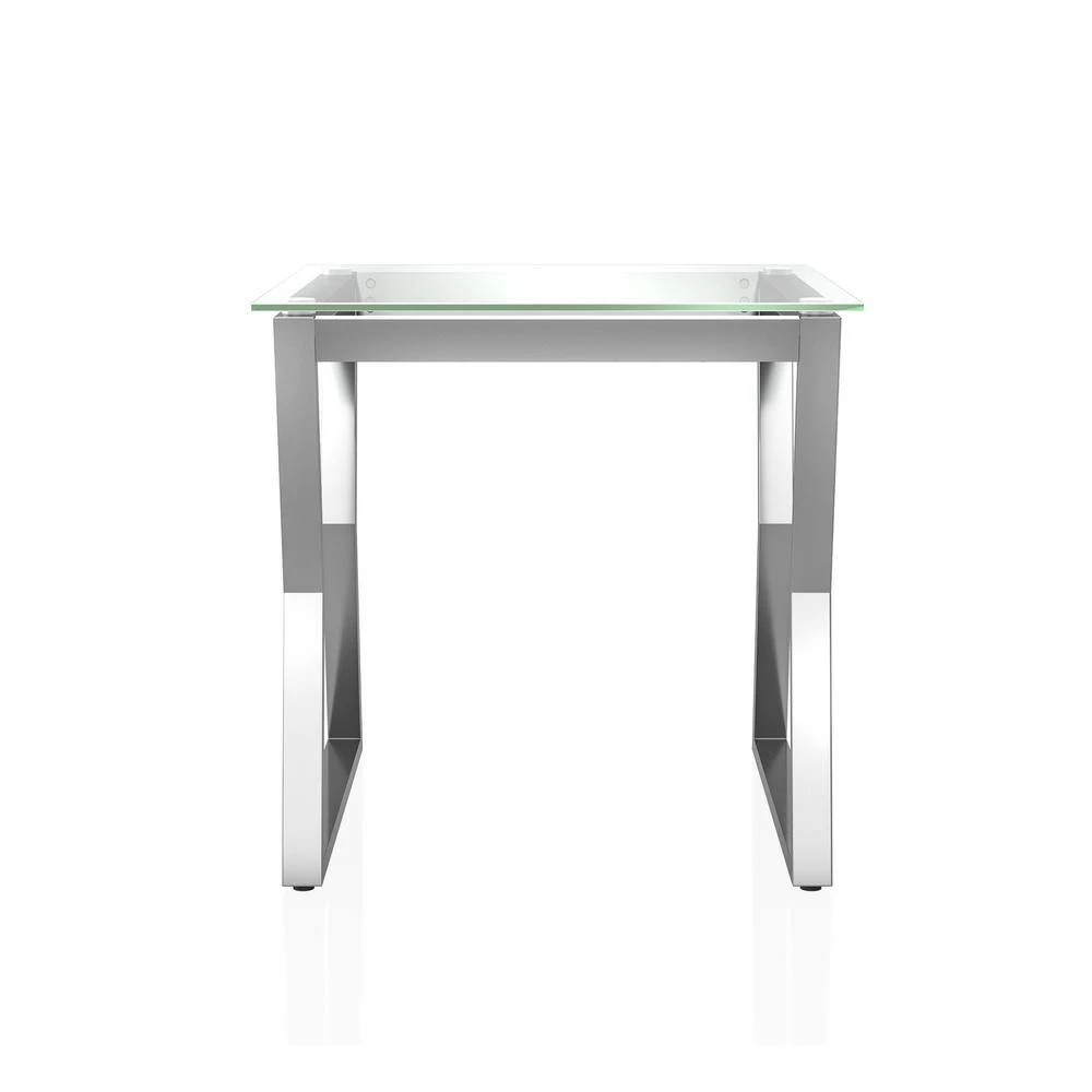 Hensley 18 in. Chrome Steel 2-Piece Nesting Tables by Furniture of America 3 Hensley 18 in. Chrome Steel 2-Piece Nesting Tables by Furniture of America - Image 3