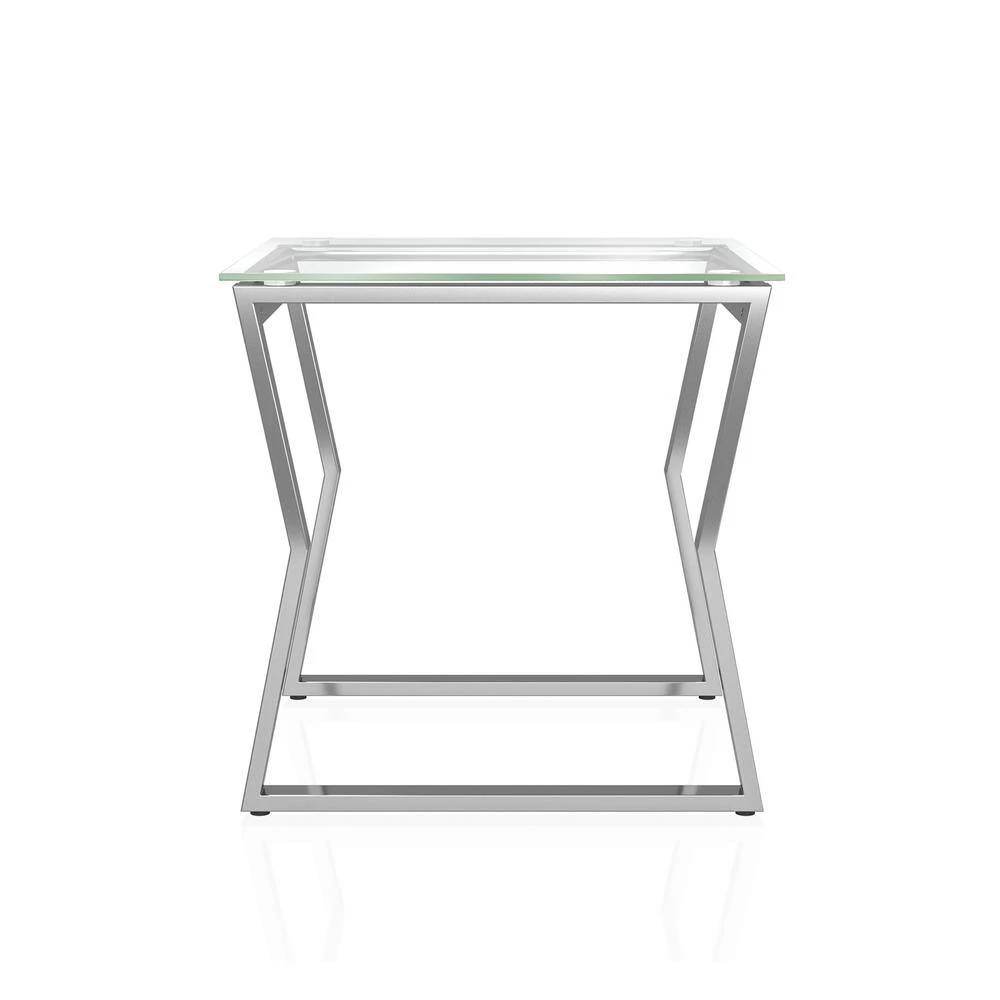 Hensley 18 in. Chrome Steel 2-Piece Nesting Tables by Furniture of America 2 Hensley 18 in. Chrome Steel 2-Piece Nesting Tables by Furniture of America - Image 2