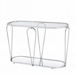 Orrum 48 in. Chrome Oval Glass Console Table by Furniture of America