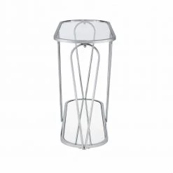 Orrum 48 in. Chrome Oval Glass Console Table by Furniture of America -Furniture of America Sales Store chrome furniture of america console tables idf 4133crm s c3 1000