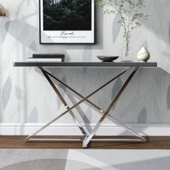 Katalpa 47.25 in. Chrome Rectangle Mirror Console Table by Furniture of America -Furniture of America Sales Store chrome furniture of america console tables idf 4136crm s 31 1000
