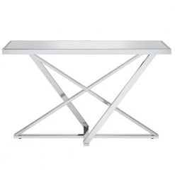 Katalpa 47.25 in. Chrome Rectangle Mirror Console Table by Furniture of America -Furniture of America Sales Store chrome furniture of america console tables idf 4136crm s c3 1000